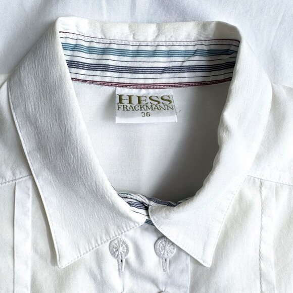 HESS FRACKMANN Trachten White Cotton Embroidered Blouse 36 - Picture 3 of 8